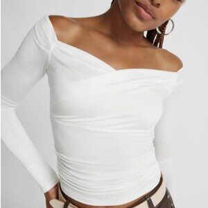 Base shirt basic sexy style slim fit big shoulder pull pleats